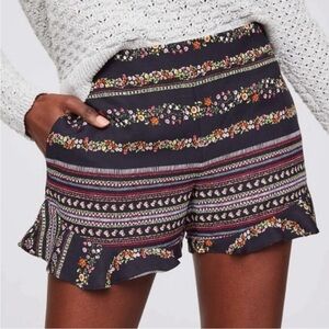 LOFT Ann Taylor Floral Ruffled Shorts